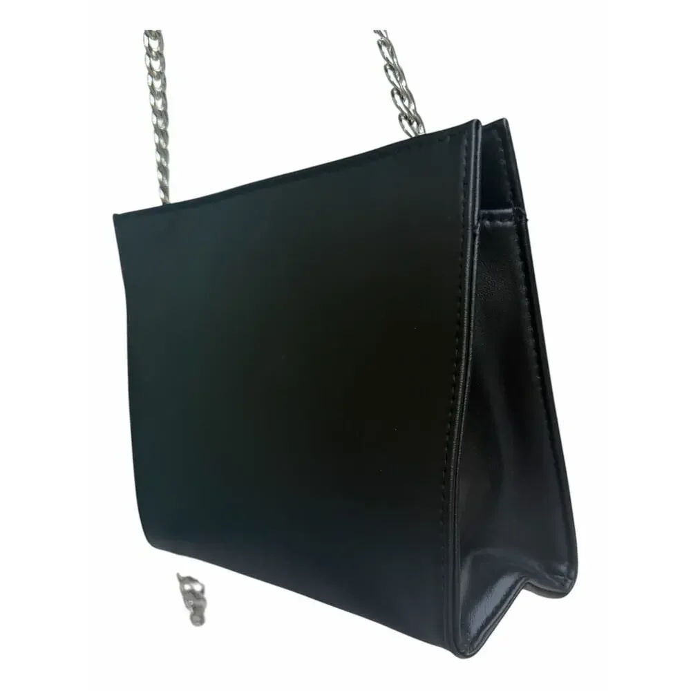 YSL Beauté Black Convertible Crossbody Clutch Bag w/ Silver Chain